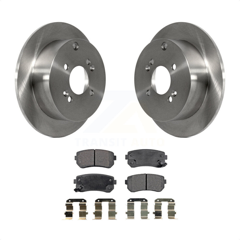 Rear Disc Brake Rotors And Ceramic Pads Kit For 2006-2010 Hyundai Accent Kia Rio Rio5 K8T-101946 by Transit Auto