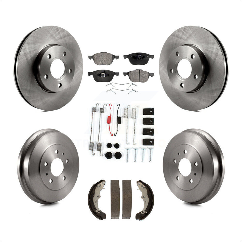 Front Rear Disc Brake Rotors Ceramic Pads And Drum Kit (7Pc) For Ford Focus FMSI=1004 K8T-102178 by Transit Auto