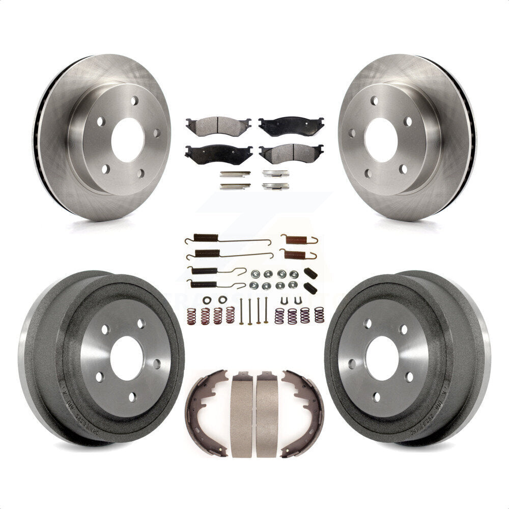 Front Rear Disc Brake Rotors Ceramic Pads And Drum Kit (7Pc) For 2000-2001 Dodge Ram 1500 4WD K8T-102189 by Transit Auto