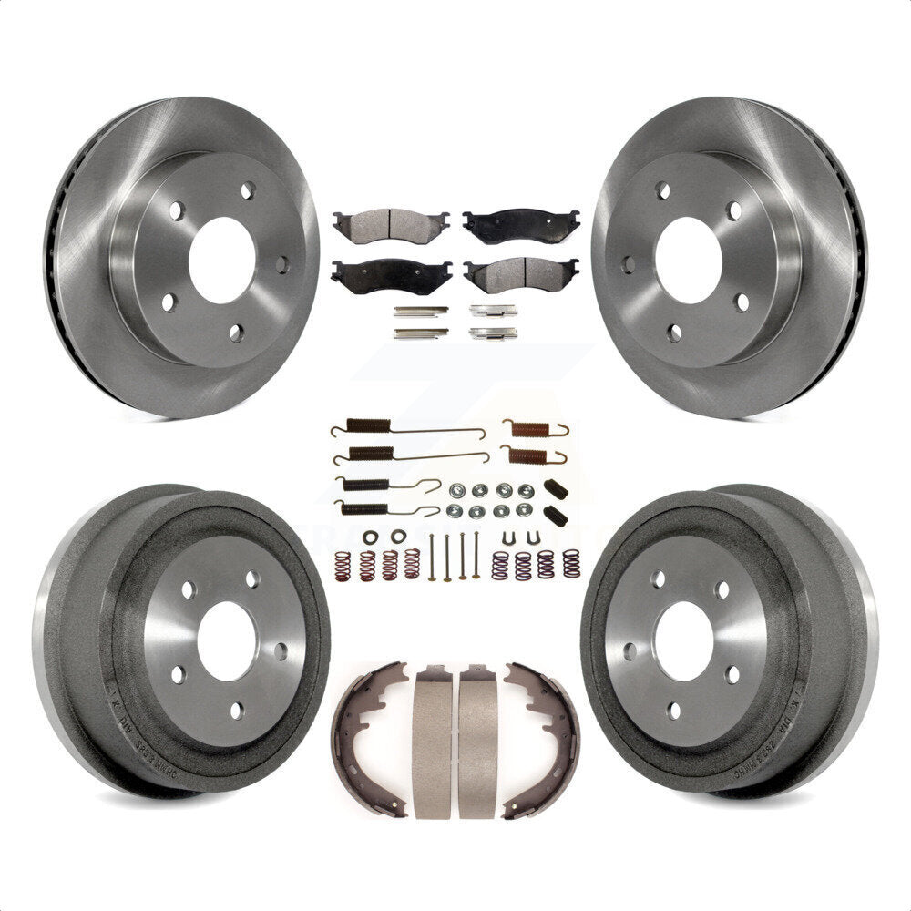 Front Rear Disc Brake Rotors Ceramic Pads And Drum Kit (7Pc) For 2000-2001 Dodge Ram 1500 RWD K8T-102190 by Transit Auto