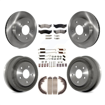 Front Rear Disc Brake Rotors Ceramic Pads And Drum Kit (7Pc) For 2000-2001 Dodge Ram 1500 RWD K8T-102190 by Transit Auto