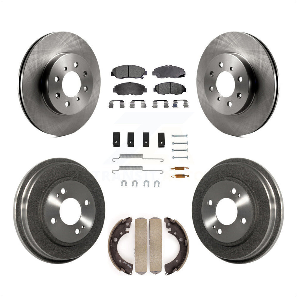 Front Rear Disc Brake Rotors Ceramic Pads And Drum Kit (7Pc) For Honda Civic K8T-102215 by Transit Auto