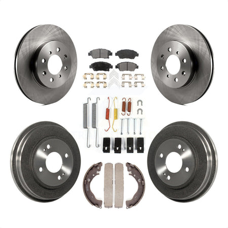 Front Rear Disc Brake Rotors Ceramic Pads And Drum Kit (7Pc) For Honda Fit K8T-102216 by Transit Auto