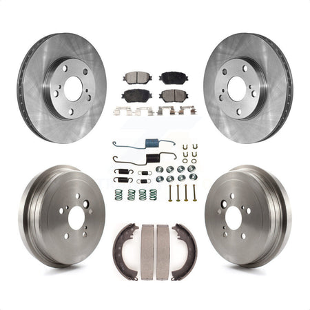 Front Rear Disc Brake Rotors Ceramic Pads And Drum Kit (7Pc) For 2005-2006 Toyota Camry Base LE Vehicles Manufactured In Japan K8T-102227 by Transit Auto