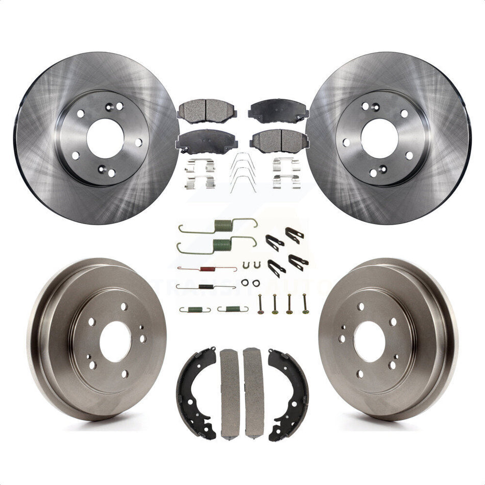 Front Rear Disc Brake Rotors Ceramic Pads And Drum Kit (7Pc) For Honda Accord Fit K8T-102245 by Transit Auto