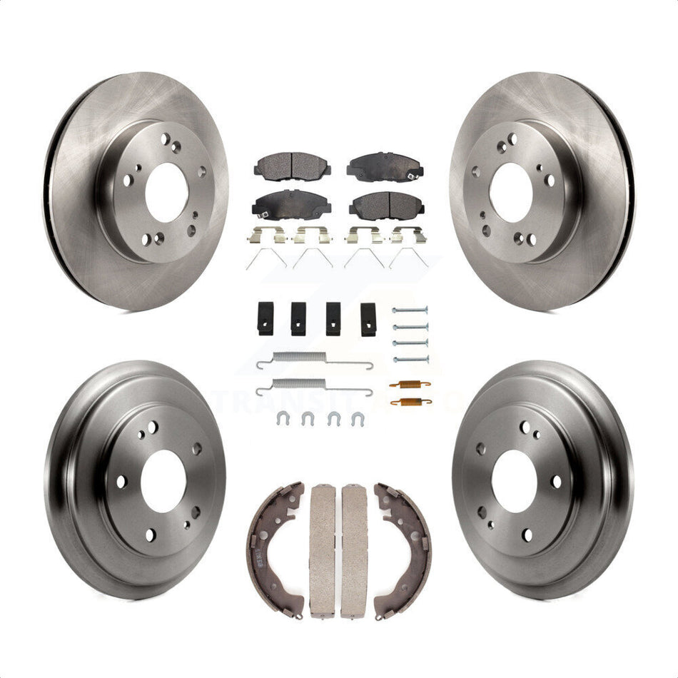 Front Rear Disc Brake Rotors Ceramic Pads And Drum Kit (7Pc) For Honda Civic K8T-102292 by Transit Auto