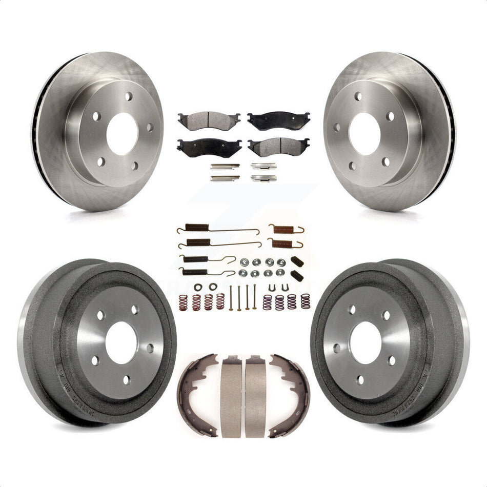 Front Rear Disc Brake Rotors Ceramic Pads And Drum Kit (7Pc) For 2000-2001 Dodge Ram 1500 4WD K8T-102408 by Transit Auto