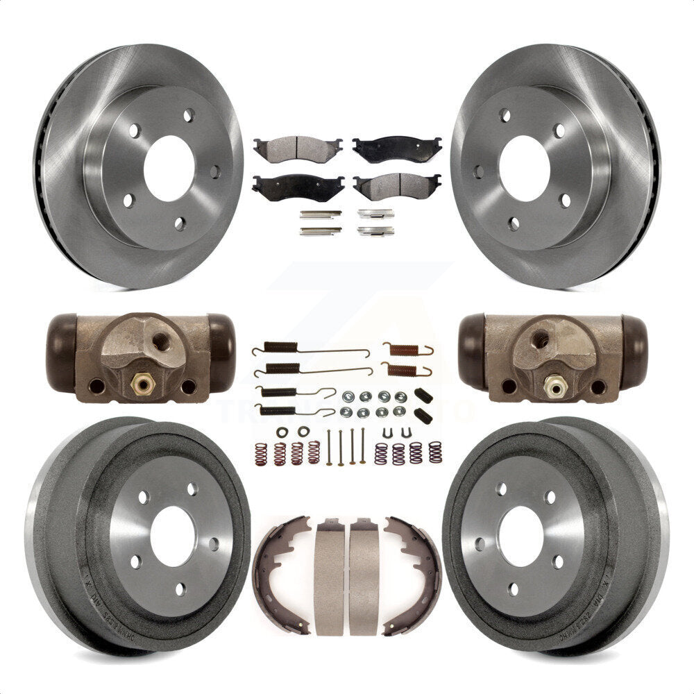 Front Rear Disc Brake Rotors Ceramic Pads And Drum Kit (9Pc) For 2000-2001 Dodge Ram 1500 RWD K8T-102578 by Transit Auto
