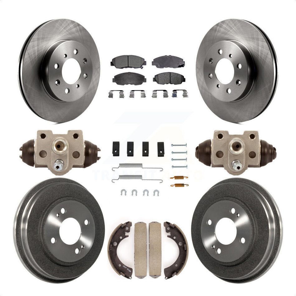 Front Rear Disc Brake Rotors Ceramic Pads And Drum Kit (9Pc) For Honda Civic K8T-102586 by Transit Auto