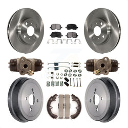 Front Rear Disc Brake Rotors Ceramic Pads And Drum Kit (9Pc) For Toyota Corolla Non-ABS K8T-102601