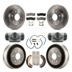 Front Rear Disc Brake Rotors Ceramic Pads And Drum Kit (9Pc) For Chevrolet Silverado 1500 GMC Sierra Classic With 6400 Lb GVW K8T-102634