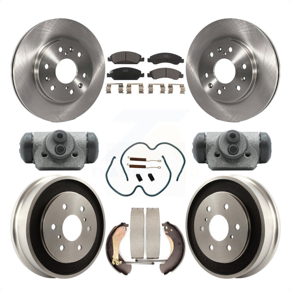 Front Rear Disc Brake Rotors Ceramic Pads And Drum Kit (9Pc) For Chevrolet Silverado 1500 GMC Sierra Classic K8T-102645 by Transit Auto