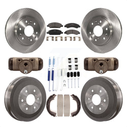 Front Rear Disc Brake Rotors Ceramic Pads And Drum Kit (9Pc) For Chevrolet Silverado 1500 GMC Sierra With 7000 Lb GVW K8T-102647
