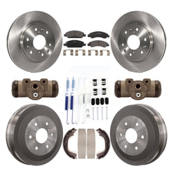 Front Rear Disc Brake Rotors Ceramic Pads And Drum Kit (9Pc) For Chevrolet Silverado 1500 GMC Sierra With 6400 Lb GVW K8T-102648