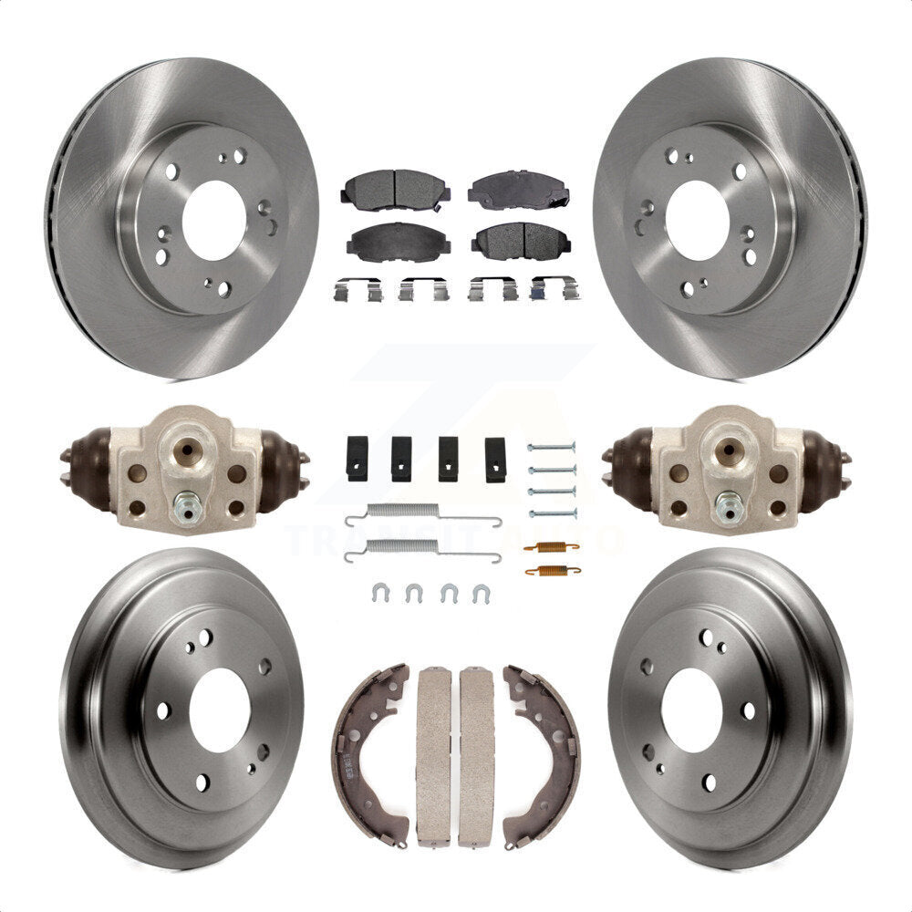 Front Rear Disc Brake Rotors Ceramic Pads And Drum Kit (9Pc) For Honda Civic K8T-102712 by Transit Auto