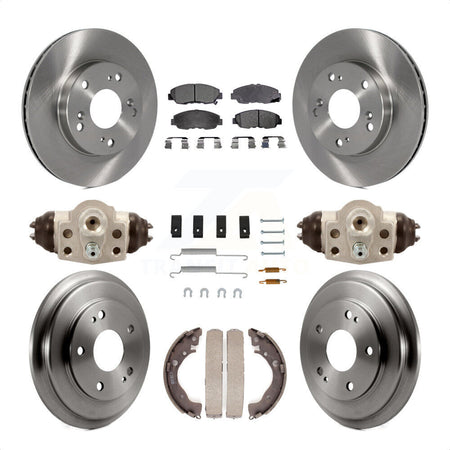 Front Rear Disc Brake Rotors Ceramic Pads And Drum Kit (9Pc) For Honda Civic K8T-102712 by Transit Auto