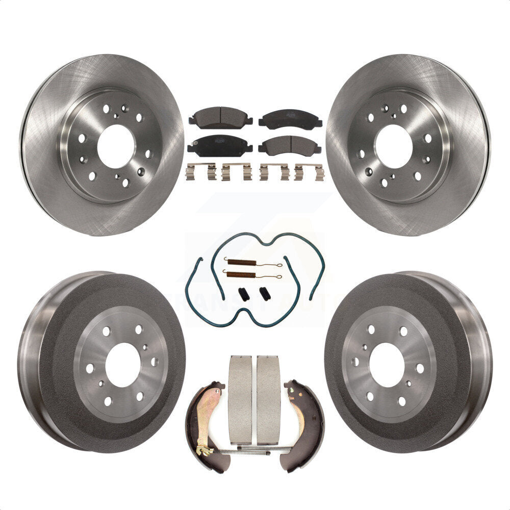 Front Rear Disc Brake Rotors Ceramic Pads And Drum Kit (7Pc) For 2009-2009 Chevrolet Silverado 1500 GMC Sierra Except Vehicles Using Hold Down Pins K8T-102751 by Transit Auto