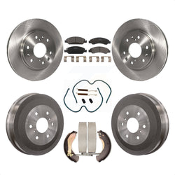 Front Rear Disc Brake Rotors Ceramic Pads And Drum Kit (7Pc) For 2009-2009 Chevrolet Silverado 1500 GMC Sierra Except Vehicles Using Hold Down Pins K8T-102751