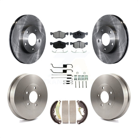 Front Rear Disc Brake Rotors Ceramic Pads And Drum Kit (7Pc) For 2007-2007 Ford Escape Mercury Mariner From 01/08/07 rear brakes K8T-102763 by Transit Auto