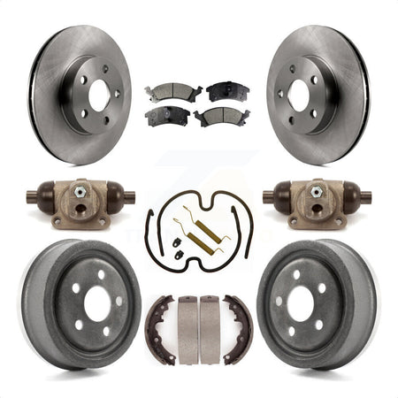 Front Rear Disc Brake Rotors Ceramic Pads And Drum Kit (9Pc) For 1996-1998 Pontiac Sunfire Except Vehicles Built USA Market K8T-102898 by Transit Auto