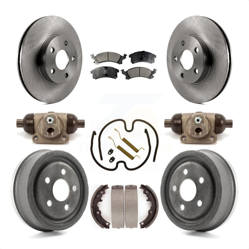 Front Rear Disc Brake Rotors Ceramic Pads And Drum Kit (9Pc) For 1996-1998 Pontiac Sunfire Except Vehicles Built USA Market K8T-102898 by Transit Auto