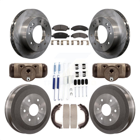 Front Rear Disc Brake Rotors Ceramic Pads And Drum Kit (9Pc) For 2011 Chevrolet Silverado 1500 Hybrid With 7000 Lb GVW K8T-102910 by Transit Auto