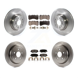 Front Rear Disc Brake Rotors And Ceramic Pads Kit For 2016 Cadillac CTS Vsport Premium with RWD Without Performance Lining K8T-103439