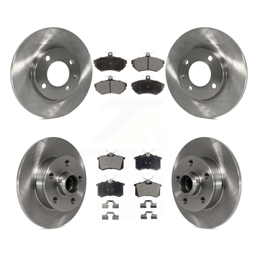 Front Rear Disc Brake Rotors Hub Assembly And Ceramic Pads Kit For 1996 Volkswagen Golf 1.9L With 5 Lug Wheels K8T-103467 by Transit Auto