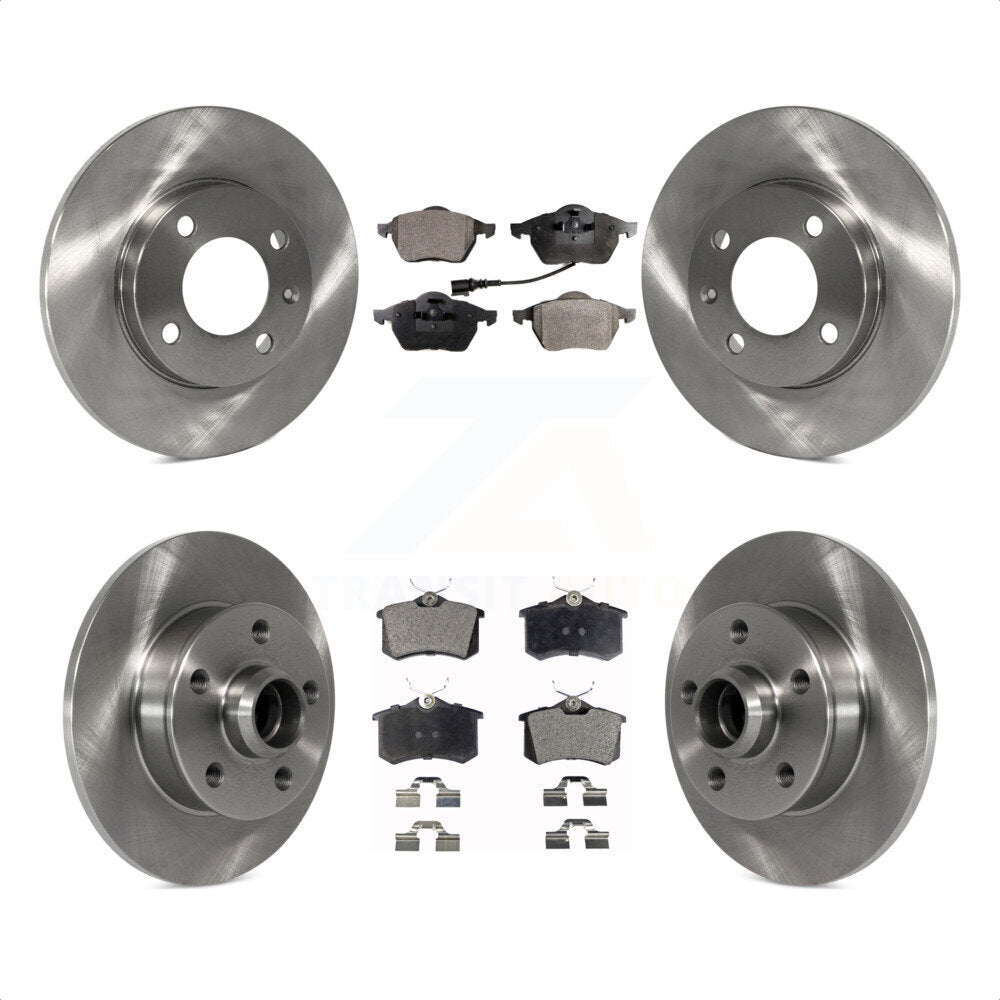 Front Rear Disc Brake Rotors Hub Assembly And Ceramic Pads Kit For 1996-1997 Volkswagen Jetta 2.8L With 239mm Diameter Rotor K8T-103471 by Transit Auto