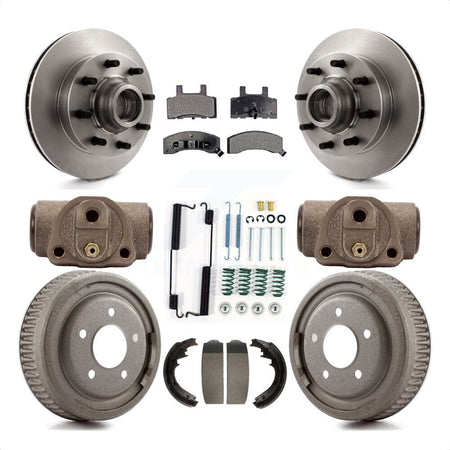 Front Rear Disc Brake Rotors Ceramic Pads And Drum Kit (9Pc) For 1997 Chevrolet C1500 Suburban DIESEL engine With 10" Diameter K8T-103486 by Transit Auto