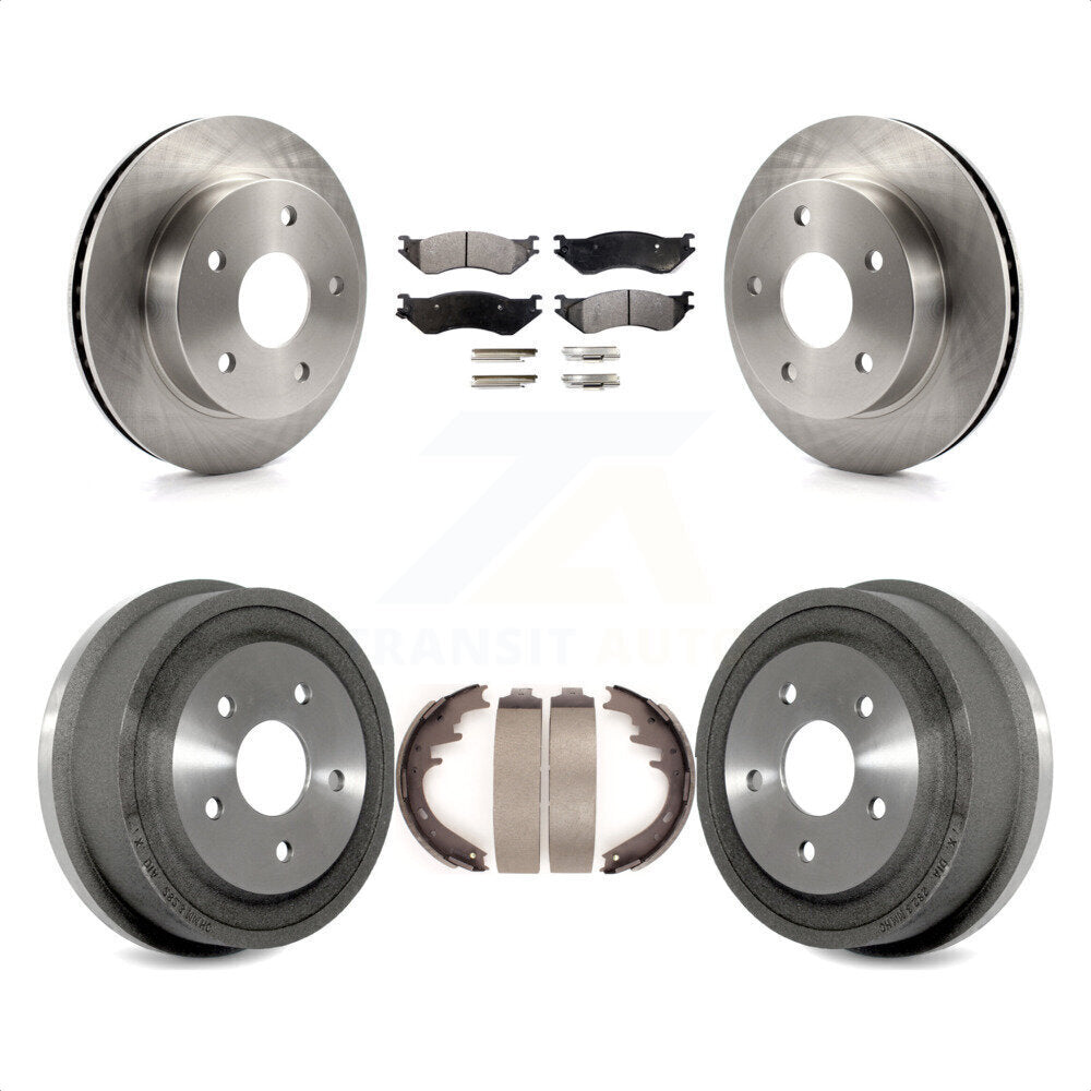 Front Rear Disc Brake Rotors Ceramic Pads And Drum Kit For 2000-2001 Dodge Ram 1500 4WD K8T-103761 by Transit Auto