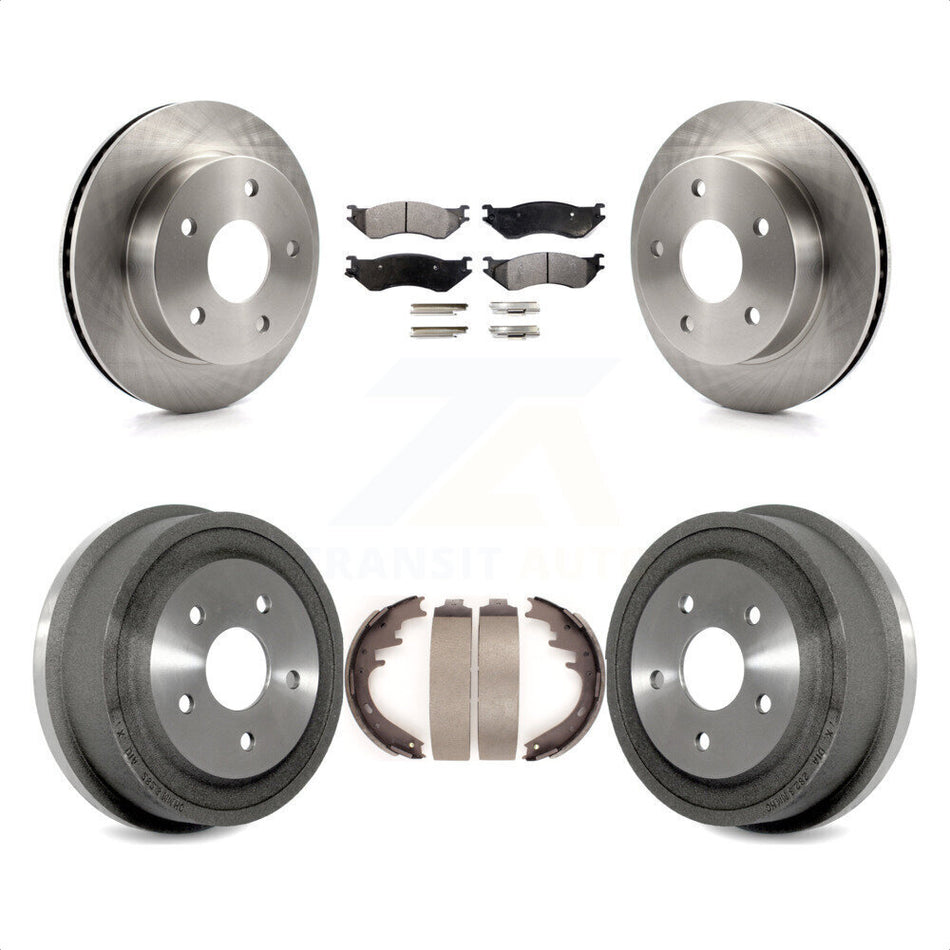 Front Rear Disc Brake Rotors Ceramic Pads And Drum Kit For 2000-2001 Dodge Ram 1500 4WD K8T-103761 by Transit Auto