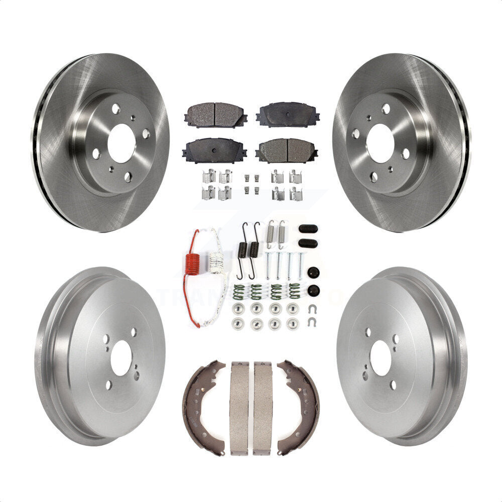 Front Rear Disc Brake Rotors Ceramic Pads And Drum Kit (7Pc) For Toyota Prius C Scion iQ K8T-103928 by Transit Auto