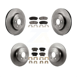 Front Rear Disc Brake Rotors And Ceramic Pads Kit For 2015-2018 Dodge Charger RWD with 3.6L With 345mm Diameter Rotor K8T-104089