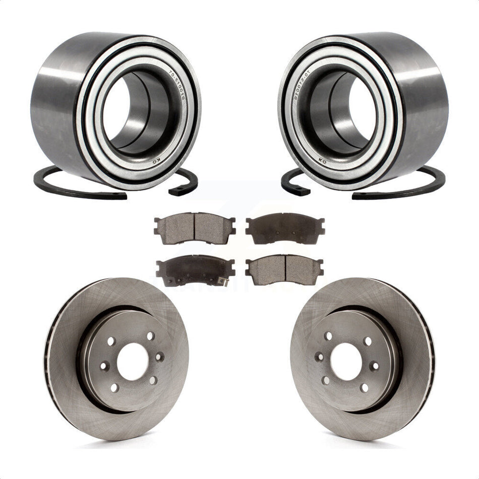 Front Wheel Bearing With Disc Brake Rotors And Ceramic Pads Kit For Kia Spectra KBB-100024 by Transit Auto