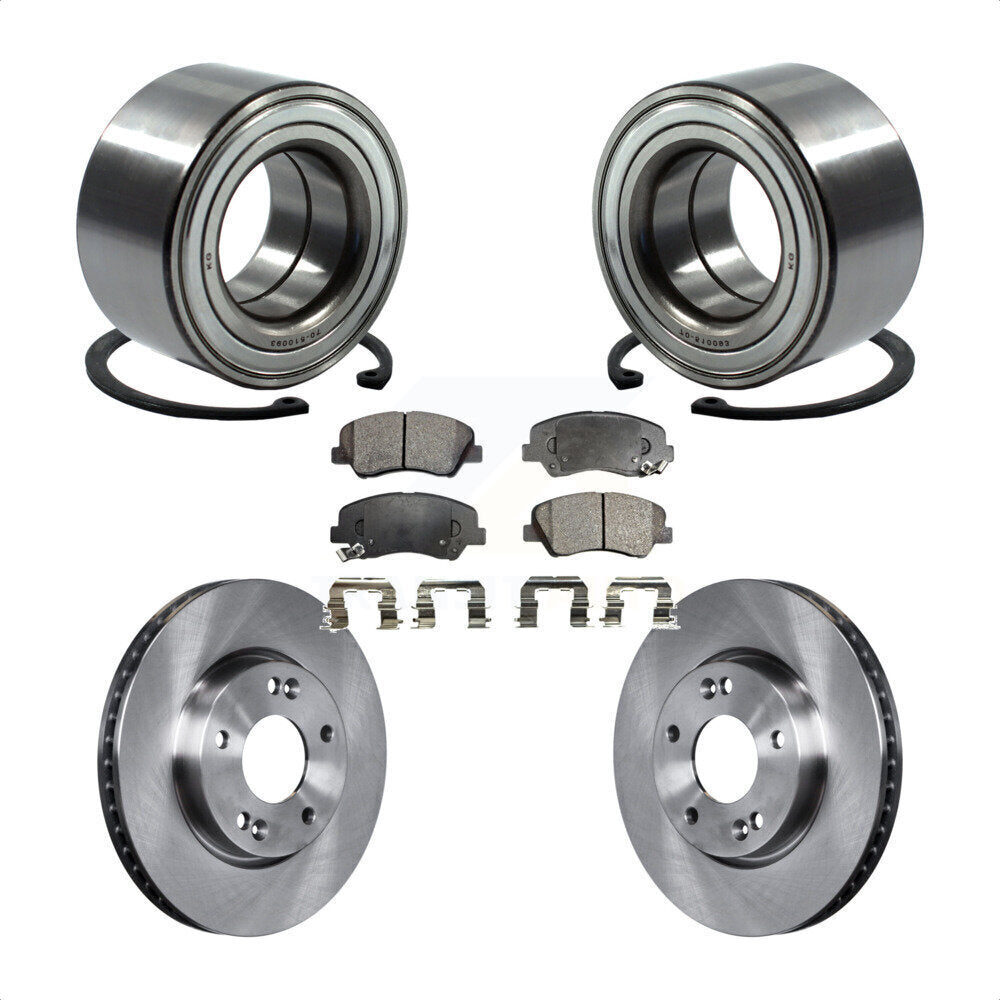 Front Wheel Bearing With Disc Brake Rotors And Ceramic Pads Kit For 2014 Kia Forte5 EX KBB-100251 by Transit Auto