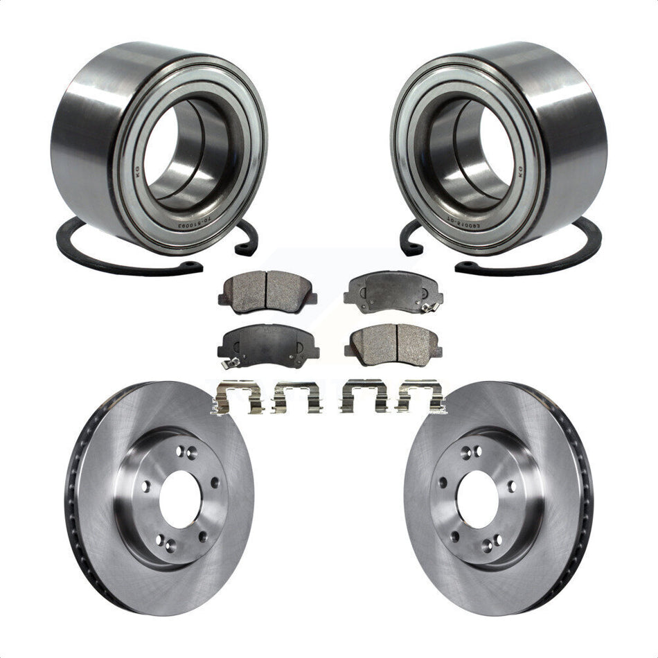 Front Wheel Bearing With Disc Brake Rotors And Ceramic Pads Kit For 2014 Kia Forte5 EX KBB-100251 by Transit Auto