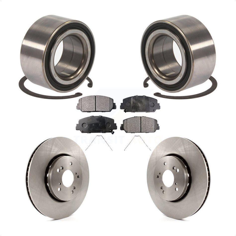 Front Wheel Bearing With Disc Brake Rotors And Ceramic Pads Kit For 2016 Acura ILX KBB-100305 by Transit Auto