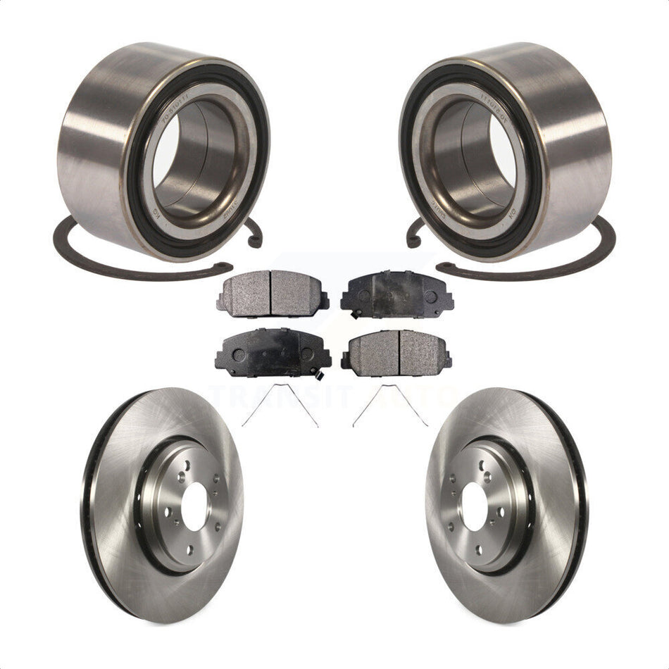 Front Wheel Bearing With Disc Brake Rotors And Ceramic Pads Kit For 2017-2018 Acura ILX KBB-100306 by Transit Auto