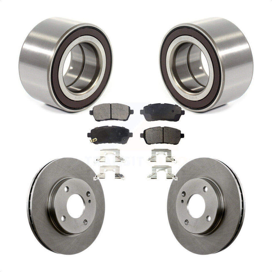 Front Wheel Bearing With Disc Brake Rotors And Ceramic Pads Kit For 2014-2018 Ford Fiesta S Titanium SE KBB-100317 by Transit Auto