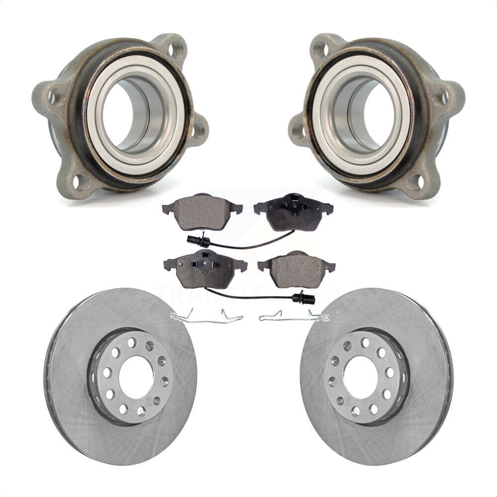 Front Hub Bearing Assembly With Disc Brake Rotors And Ceramic Pads Kit For Audi A4 Quattro A6 288mm Diameter Rotor KBB-100366 by Transit Auto