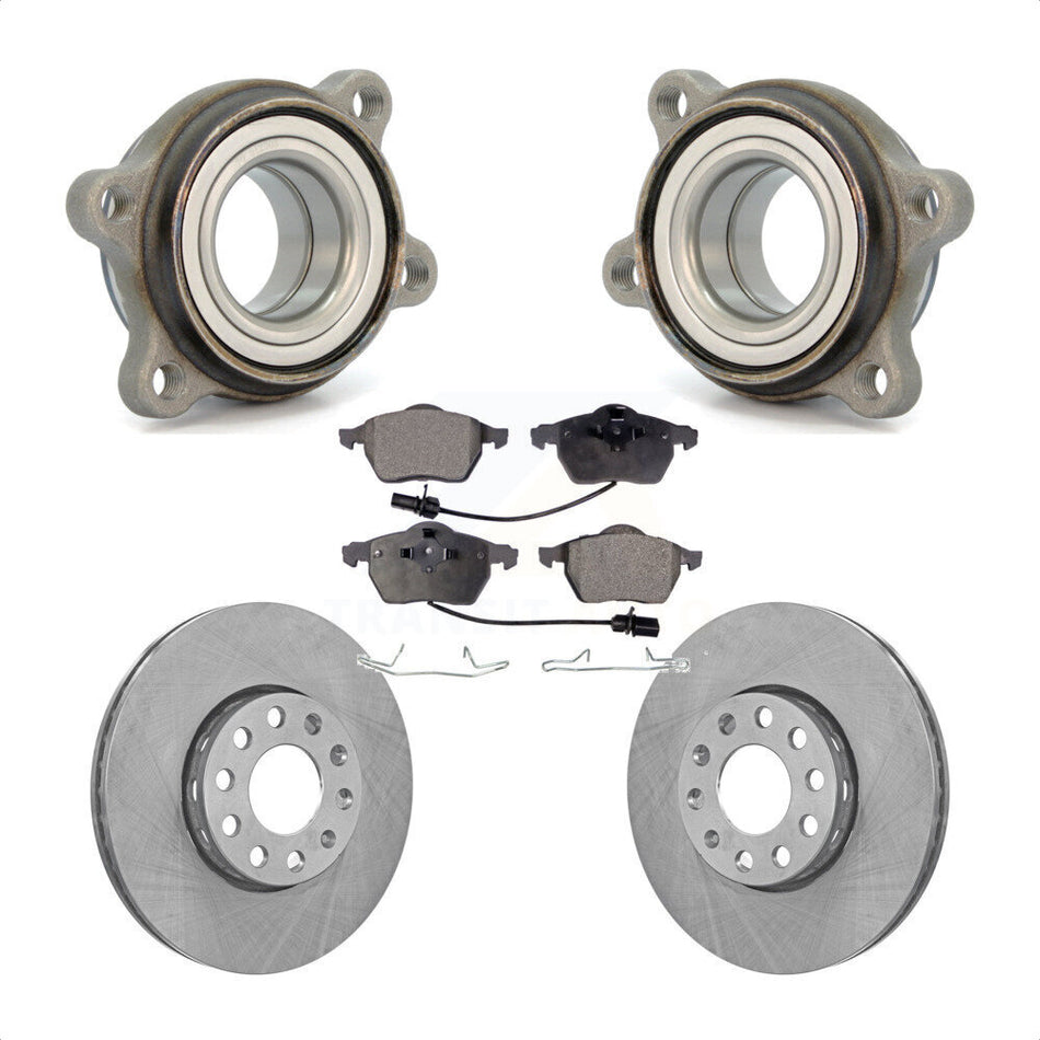 Front Hub Bearing Assembly With Disc Brake Rotors And Ceramic Pads Kit For Audi A4 Quattro A6 288mm Diameter Rotor KBB-100366 by Transit Auto