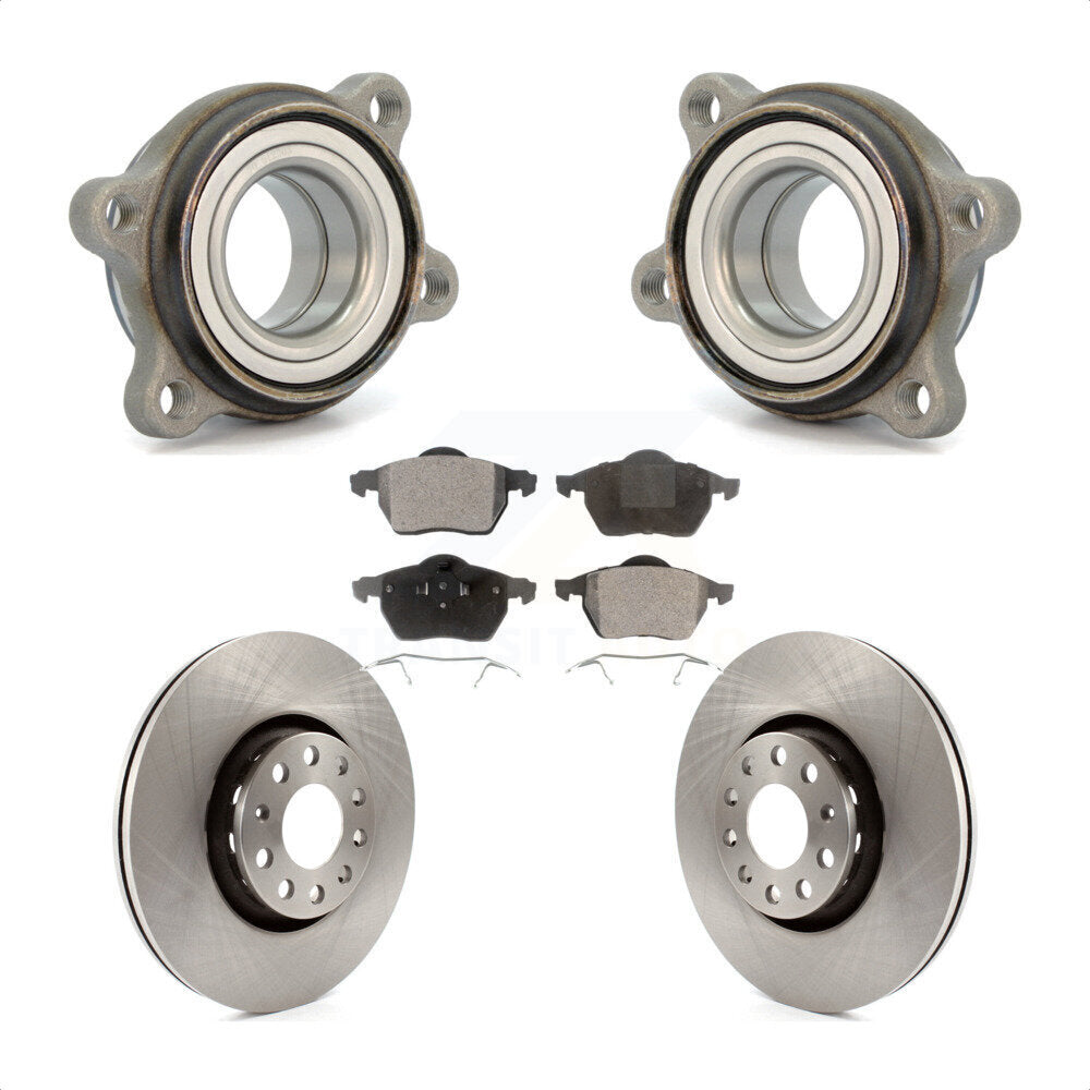 Front Hub Bearing Assembly With Disc Brake Rotors And Ceramic Pads Kit For Audi A4 Quattro A6 S4 S6 KBB-100368 by Transit Auto