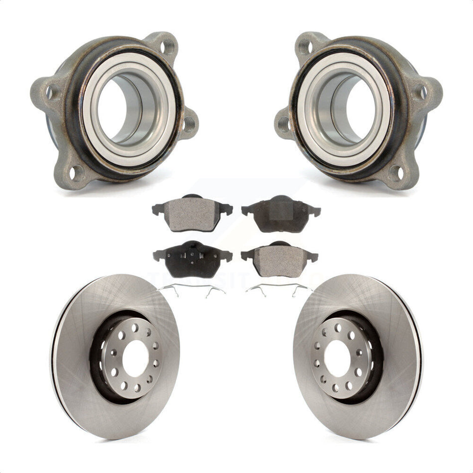 Front Hub Bearing Assembly With Disc Brake Rotors And Ceramic Pads Kit For Audi A4 Quattro A6 S4 S6 KBB-100368 by Transit Auto