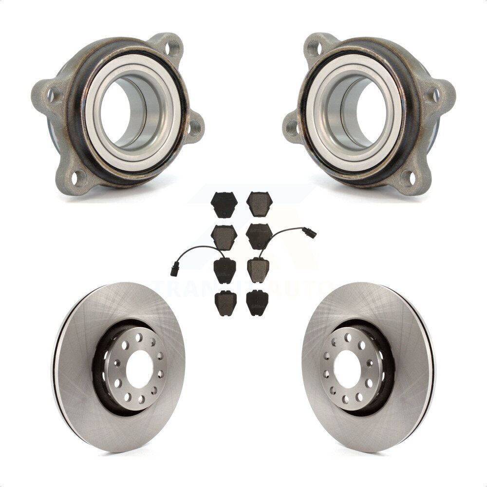 Front Hub Bearing Assembly With Disc Brake Rotors And Ceramic Pads Kit For 2000 Audi A8 Quattro 323mm Diameter Rotor KBB-100370 by Transit Auto