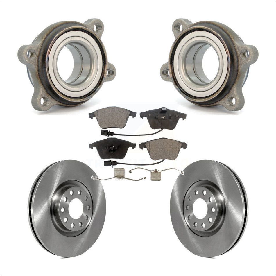 Front Hub Bearing Assembly With Disc Brake Rotors And Ceramic Pads Kit For Audi A4 Quattro KBB-100371 by Transit Auto