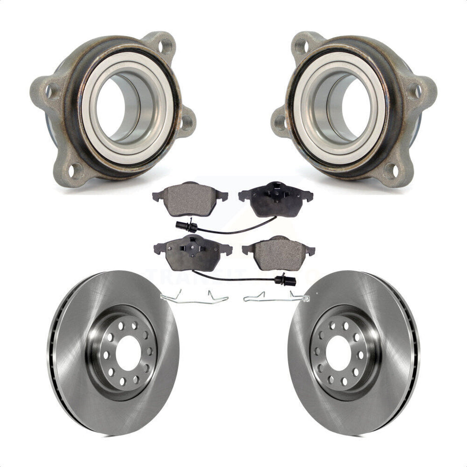 Front Hub Bearing Assembly With Disc Brake Rotors And Ceramic Pads Kit For 2000 Audi A6 Quattro 320mm Diameter Rotor KBB-100373 by Transit Auto