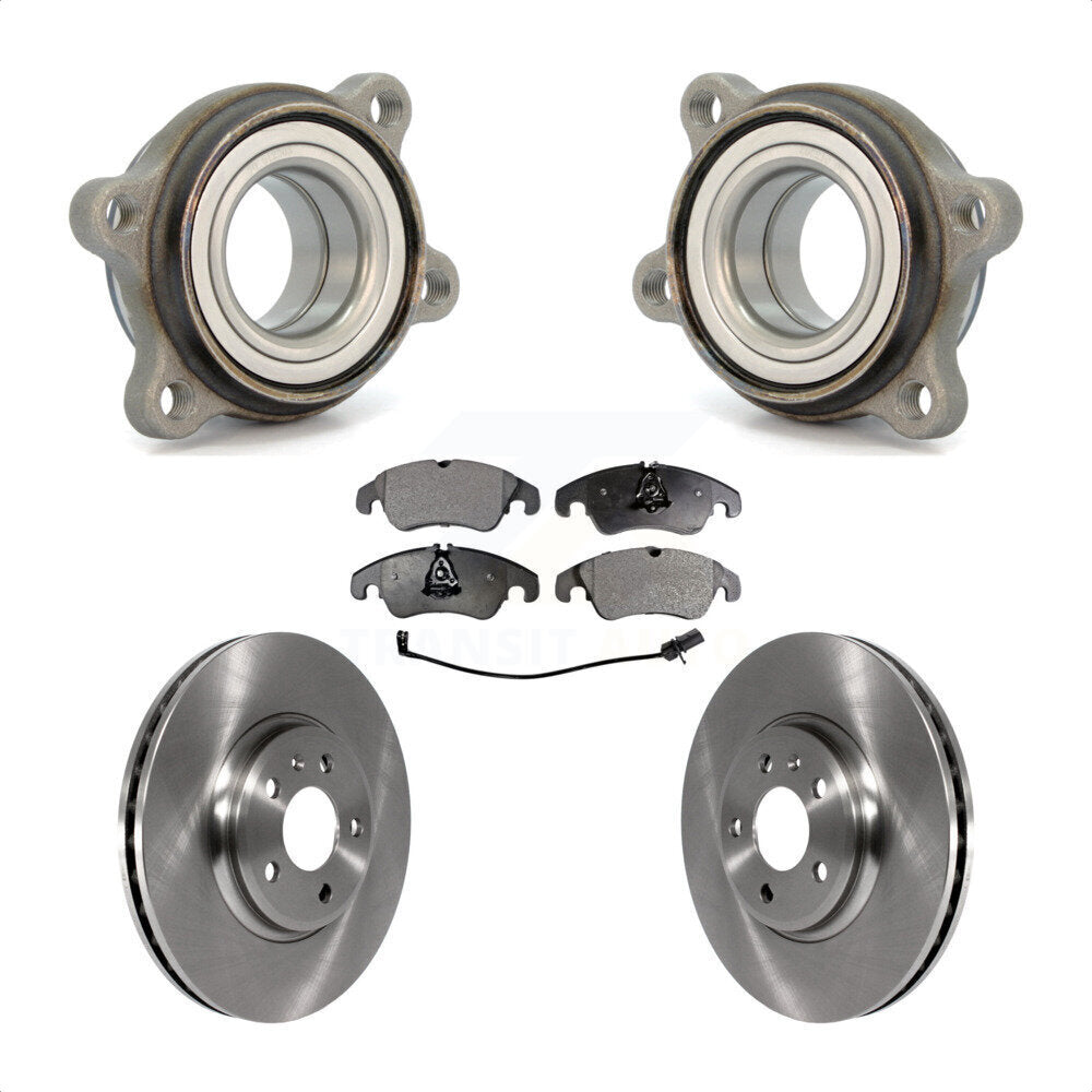 Front Hub Bearing Assembly With Disc Brake Rotors And Ceramic Pads Kit For 2009 Audi A4 Sedan 85mm Pilot Diameter KBB-100375 by Transit Auto
