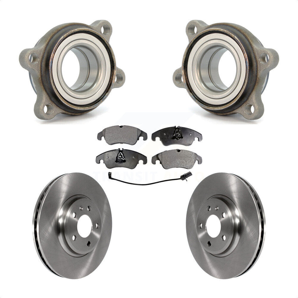 Front Hub Bearing Assembly With Disc Brake Rotors And Ceramic Pads Kit For 2009 Audi A4 Sedan 85mm Pilot Diameter KBB-100375 by Transit Auto