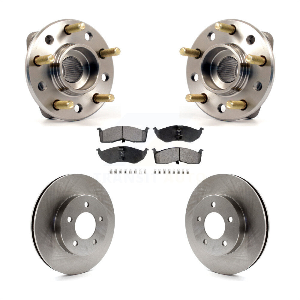 Front Hub Bearing Assembly With Disc Brake Rotors And Ceramic Pads Kit For Chrysler Dodge Intrepid Concorde LHS Eagle Vision New Yorker KBB-100403 by Transit Auto